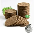 45er Jutte Microgreens Anzuchtschalen mit 500g/m², 95x95x5mm, Kresse Anzuchtschalen Set mit 3 Edelstahl Trays, Biologisch Abbaubares, Sprossen Anzuchtschale für Weizengras, Tomaten - Thumbnail 1