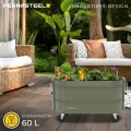 Permasteel Hochbeet Metall mit Rollen für Garten oder Balkon - Pflanzkübel groß außen 57x42x82 cm - Selbstbewässerungssystem, Wasserstandsanzeige und Ablassventil - Für Gemüse, Kräuter oder Blumen - Thumbnail 2