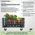 Permasteel Hochbeet Metall mit Rollen für Garten oder Balkon - Pflanzkübel groß außen 57x42x82 cm - Selbstbewässerungssystem, Wasserstandsanzeige und Ablassventil - Für Gemüse, Kräuter oder Blumen - Thumbnail 6