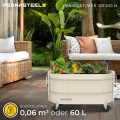 Permasteel Hochbeet Metall mit Rollen für Garten oder Balkon - Pflanzkübel groß außen 57x42x82 cm - Selbstbewässerungssystem, Wasserstandsanzeige und Ablassventil - Für Gemüse, Kräuter oder Blumen - Thumbnail 2