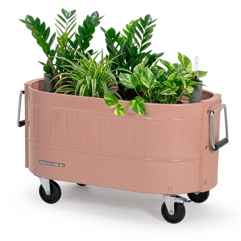 Permasteel Hochbeet Metall mit Rollen für Garten oder Balkon - Pflanzkübel groß außen 57x42x82 cm - Selbstbewässerungssystem, Wasserstandsanzeige und Ablassventil - Für Gemüse, Kräuter oder Blumen – Bild 10