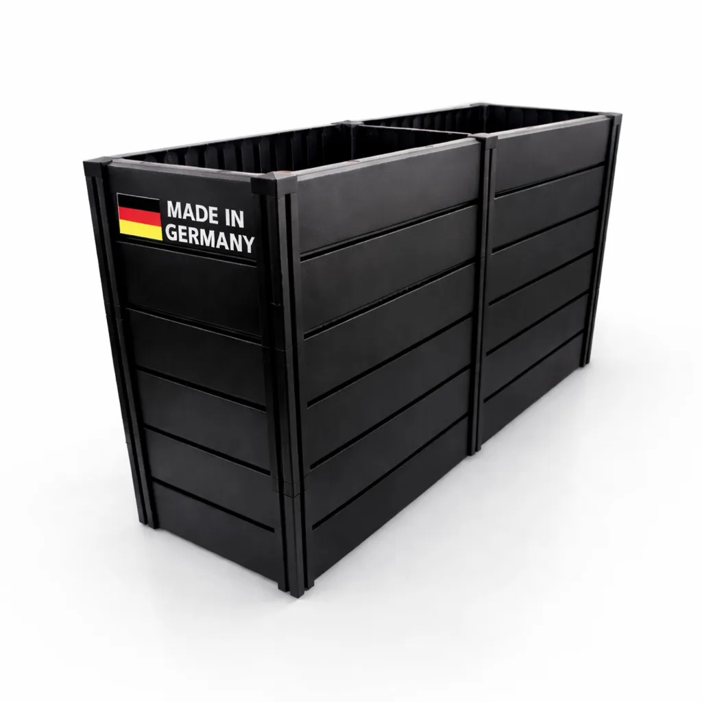 KHW Hochbeet Demeter XXL Schmal | 158×44×92 cm Garten Hochbeet | 588L Pflanzvolumen | 100% recycelter Kunststoff | wetterfest & UV-beständig | werkzeuglose Steckmontage | Anthrazit | Made in Germany