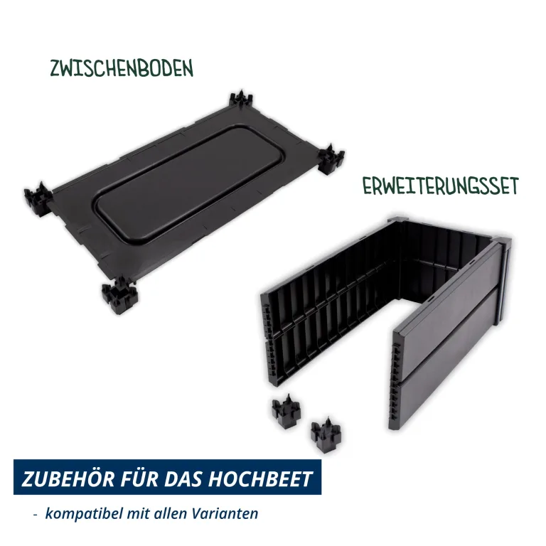 KHW Hochbeet Demeter XXL Schmal | 158×44×92 cm Garten Hochbeet | 588L Pflanzvolumen | 100% recycelter Kunststoff | wetterfest & UV-beständig | werkzeuglose Steckmontage | Anthrazit | Made in Germany – Bild 7