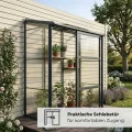 Gewächshaus Glas 0,9 m² Aluminium Rahmen mit Schiebetür | Premium Wand-Gewächshaus schwarz Temperaturkontrolle Aufstellfenster | Tomaten- und Anzuchtgewächshaus 130 x 68 x 173 cm (B x T x H) - Thumbnail 6