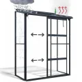 Gewächshaus Glas 0,9 m² Aluminium Rahmen mit Schiebetür | Premium Wand-Gewächshaus schwarz Temperaturkontrolle Aufstellfenster | Tomaten- und Anzuchtgewächshaus 130 x 68 x 173 cm (B x T x H) - Thumbnail 7