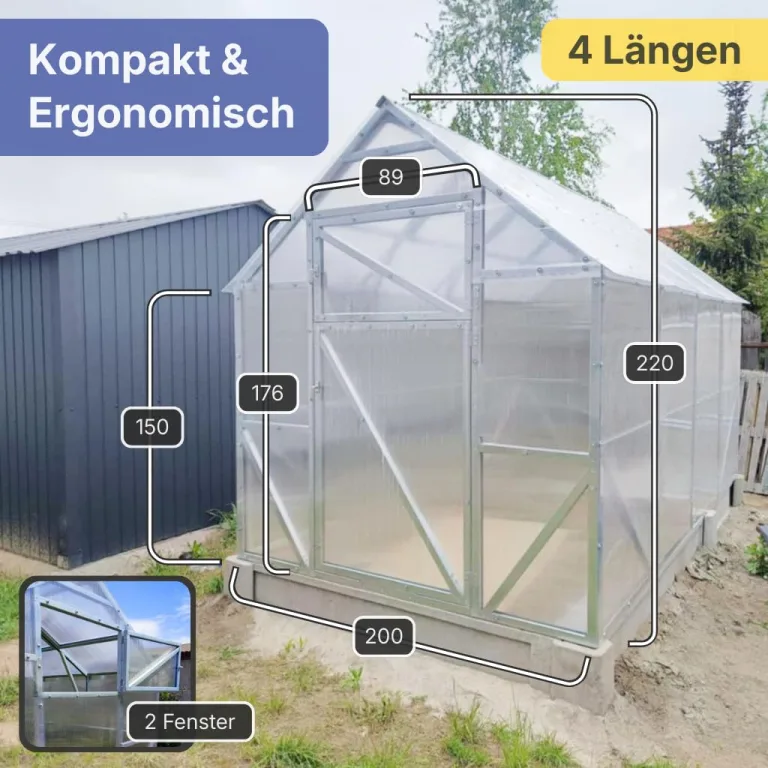 Gewächshaus Smart aus Stahl 200x300x220cm | UV-beständige 6 mm Hohlkammerplatten | Winterfestes Tomatenhaus & Treibhaus für Garten – Bild 4