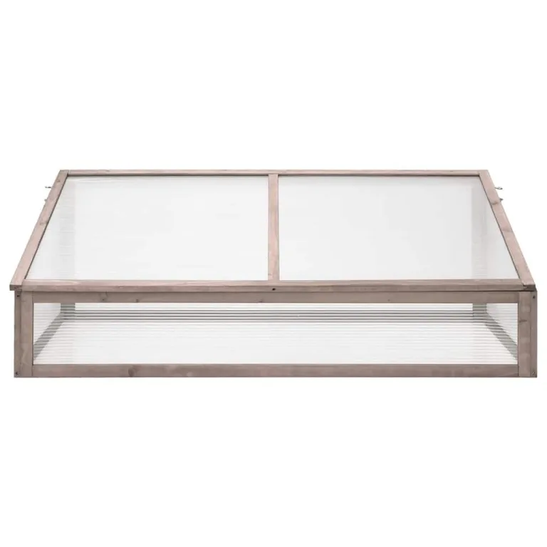 ACAGALA Gewächshaus 110x56x39 cm, Frühbeet aus Massives Tannenholz und PC-Platte, Hochbeet Kasten Mini Gewächshaus Frühbeetkasten für Pflanzen im Frühjahr, Klappdeckels, Grau – Bild 2