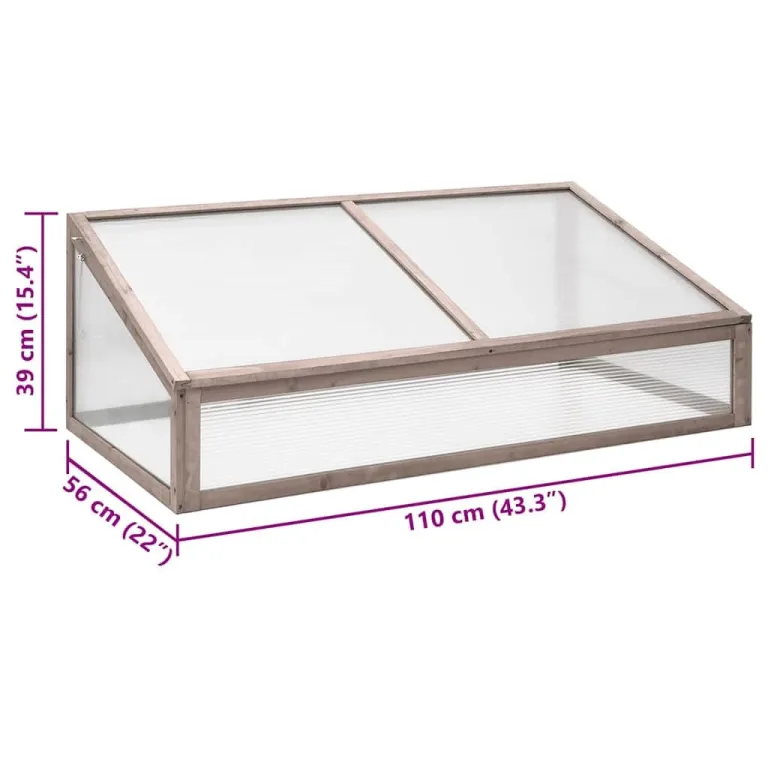 ACAGALA Gewächshaus 110x56x39 cm, Frühbeet aus Massives Tannenholz und PC-Platte, Hochbeet Kasten Mini Gewächshaus Frühbeetkasten für Pflanzen im Frühjahr, Klappdeckels, Grau – Bild 7