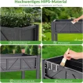 Hochbeet 183x44x73cm, Wetterfestes Pflanzkübel Außen mit Ablagefach, 6 Haken & 2 Vlieseinlagen, Für Gemüse Blumen Kräuter, Garten Balkon Terrasse (2 Stücke Schwarz) - Thumbnail 6