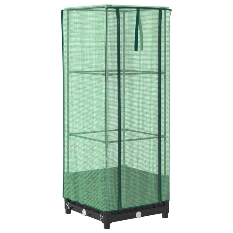 Hochbeet mit Gewächshaus Aufsatz 40x40x123 cm Rattan Optik Frühbeet für Tomaten Gemüse Kräuter Balkon Garten inklusive wasserdichter Abdeckung und Stabiler Eisenkonstruktion – Bild 2