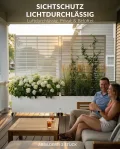 Hochbeet mit Sichtschutz, Metall Pflanzkasten mit Rankgitter und Rollen, freistehender Pflanzkübel 33cm tief, wetterfest für Blumen und Kletterpflanzen - Ideal für Garten, Balkon und Terrasse (Weiß) - Thumbnail 3