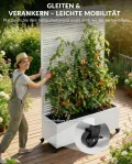 Hochbeet mit Sichtschutz, Metall Pflanzkasten mit Rankgitter und Rollen, freistehender Pflanzkübel 33cm tief, wetterfest für Blumen und Kletterpflanzen - Ideal für Garten, Balkon und Terrasse (Weiß) - Thumbnail 4