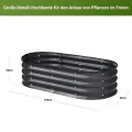 Hochbeet aus verzinktem Stahl in Schwarz – Bodenloses Gartenbeet für Gemüse, Kräuter & Blumen – Rostbeständiger Pflanzkasten mit Sicherheitskanten – Stabil, Witterungsbeständig & Einfache Montage - Thumbnail 7