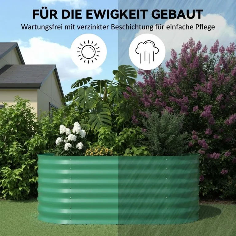 2er Set Verzinkte Stahl Hochbeete 120x60x60cm – Robustes Metall Hochbeet für Gemüse, Kräuter & Blumen – Rostbeständig, Ergonomische Höhe, Einfache Montage – Pflanzbeet Garten Outdoor, Grün – Bild 5