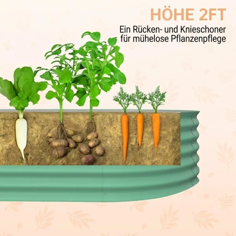 Verzinktes Metall Hochbeet Hoch – Rostbeständiges Gartenhochbeet für Gemüse, Kräuter & Blumen – Robuster Pflanzkasten für Garten, Terrasse oder Rasen – Wetterfest & Einfache Montage, Grün – Bild 2