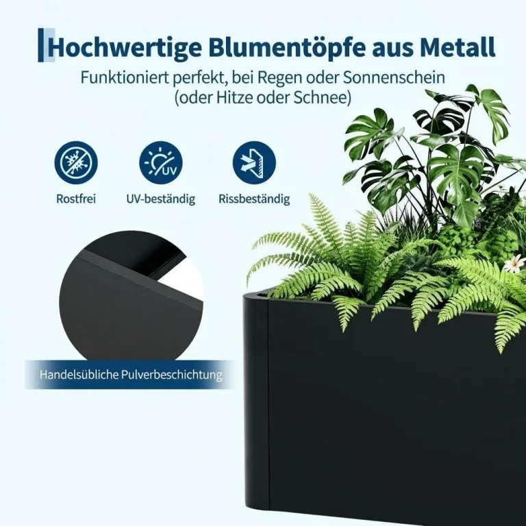 Großes rechteckiges Hochbeet aus Stahl – Robuster Pflanzkasten ohne Boden für Garten, Terrasse & Balkon, langlebig & vielseitig für Gemüse, Blumen und Kräuter, 52x52x30cm – Bild 3