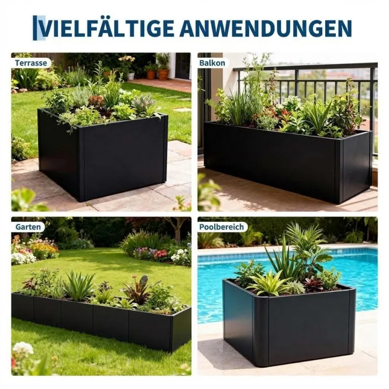 Großes rechteckiges Hochbeet aus Stahl – Robuster Pflanzkasten ohne Boden für Garten, Terrasse & Balkon, langlebig & vielseitig für Gemüse, Blumen und Kräuter, 52x52x30cm – Bild 6