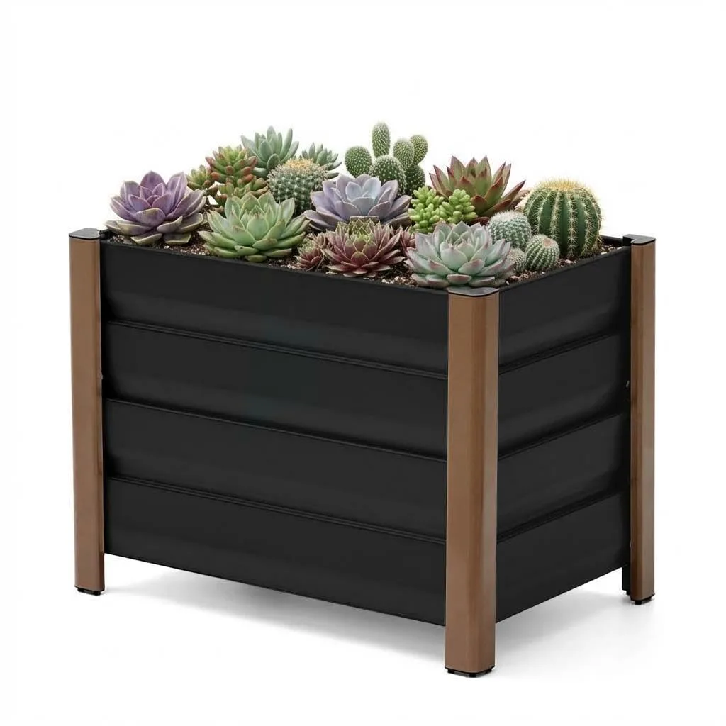 Hochbeet aus Aluminium 60x40x45 cm – Wetterfester Pflanzkasten mit Drainagelöchern, Tiefe Ausführung, Abgerundete Ecken & Anti-Schnitt-Kanten – Robust & Rostfrei für Terrasse, Balkon, Garten, Grau - Bild 1