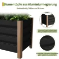 Hochbeet aus Aluminium 60x40x45 cm – Wetterfester Pflanzkasten mit Drainagelöchern, Tiefe Ausführung, Abgerundete Ecken & Anti-Schnitt-Kanten – Robust & Rostfrei für Terrasse, Balkon, Garten, Grau - Thumbnail 2