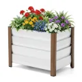 Hochbeet aus Aluminium 60x40x45 cm – Wetterfester Pflanzkasten mit Drainagelöchern, Tiefe Ausführung, Abgerundete Ecken & Anti-Schnitt-Kanten – Robust & Rostfrei für Terrasse, Balkon, Garten, Weiß - Thumbnail 1
