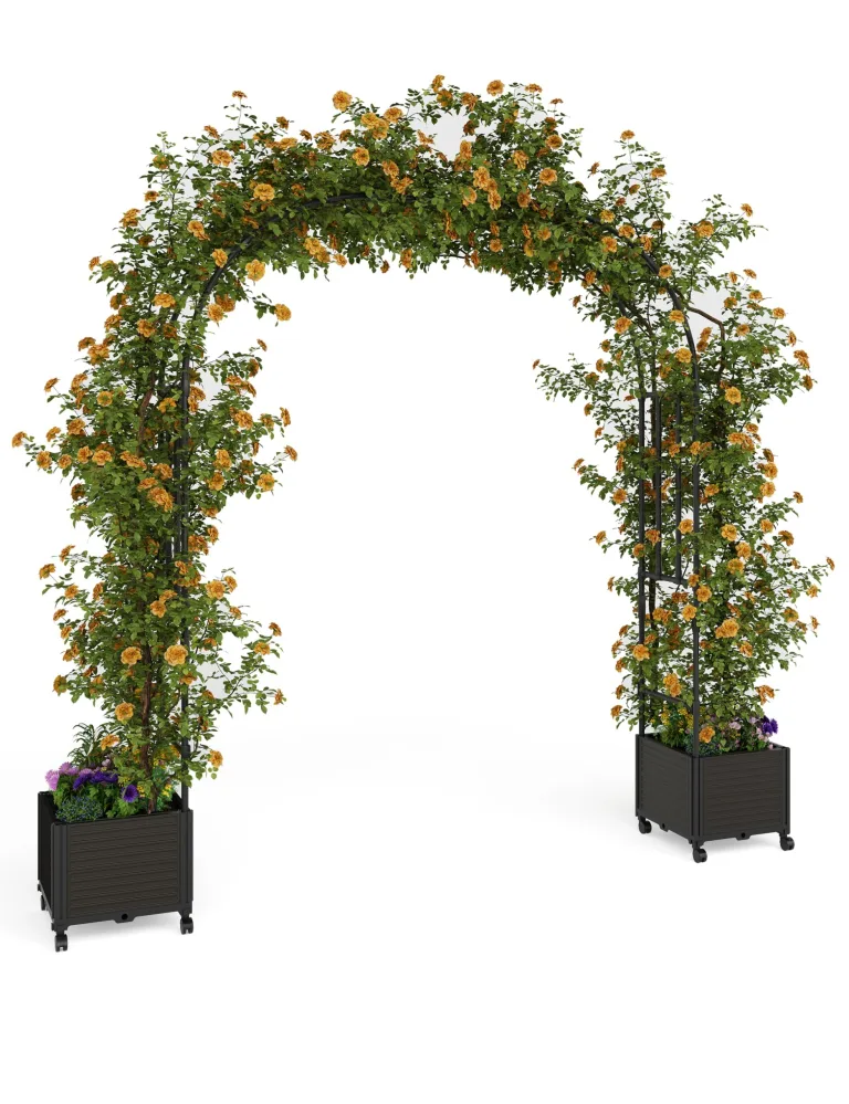 Gartenbogen Rankhilfe aus Metall für Kletterpflanzen – Stabiler Rosenbogen Garten, Rankbogen für Rosen, Clematis & Gemüse – Hochzeitsbogen, Ballonbogen, Foto Hintergrund für Party & Hochbeet, 180cm – Bild 7