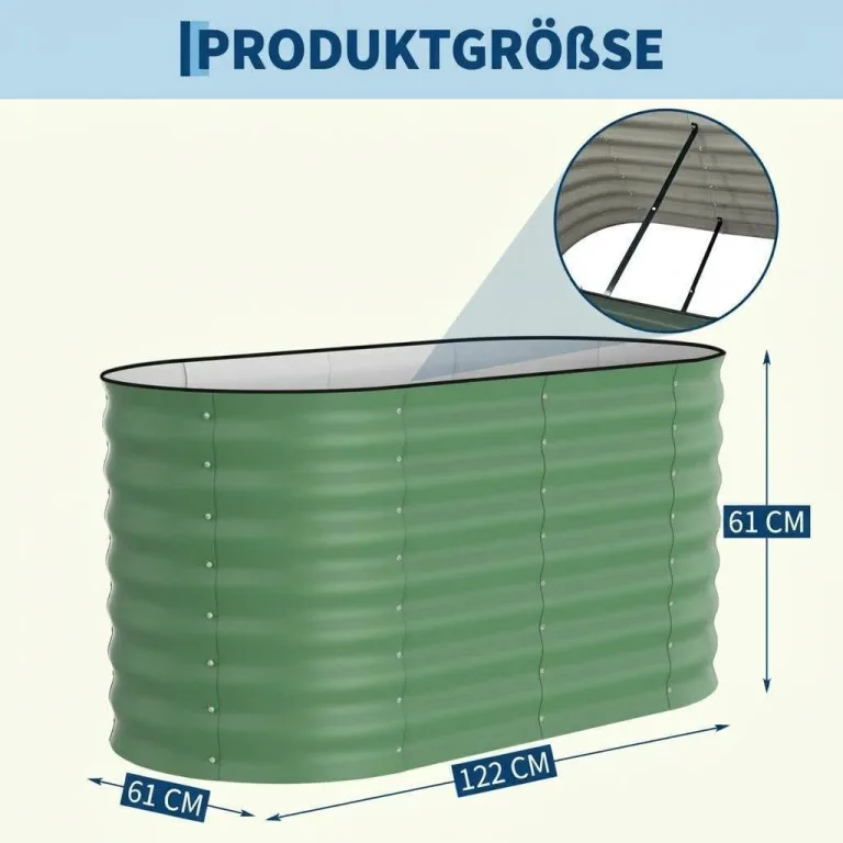 2er Set Verzinkte Stahl Hochbeete Mit Sicherheitskante 120x60x60cm – Robustes Metall Hochbeet für Gemüse & Blumen – Rostbeständig, Ergonomische Höhe, Einfache Montage – Pflanzbeet Garten Outdoor, Grün – Bild 6
