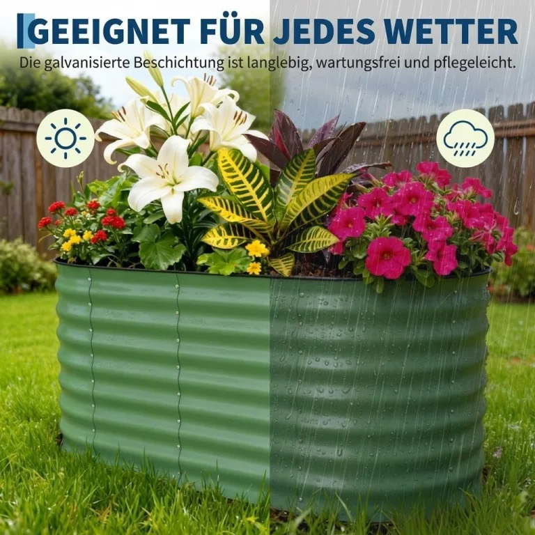 2er Set Verzinkte Stahl Hochbeete Mit Sicherheitskante 120x60x60cm – Robustes Metall Hochbeet für Gemüse & Blumen – Rostbeständig, Ergonomische Höhe, Einfache Montage – Pflanzbeet Garten Outdoor, Grün – Bild 7