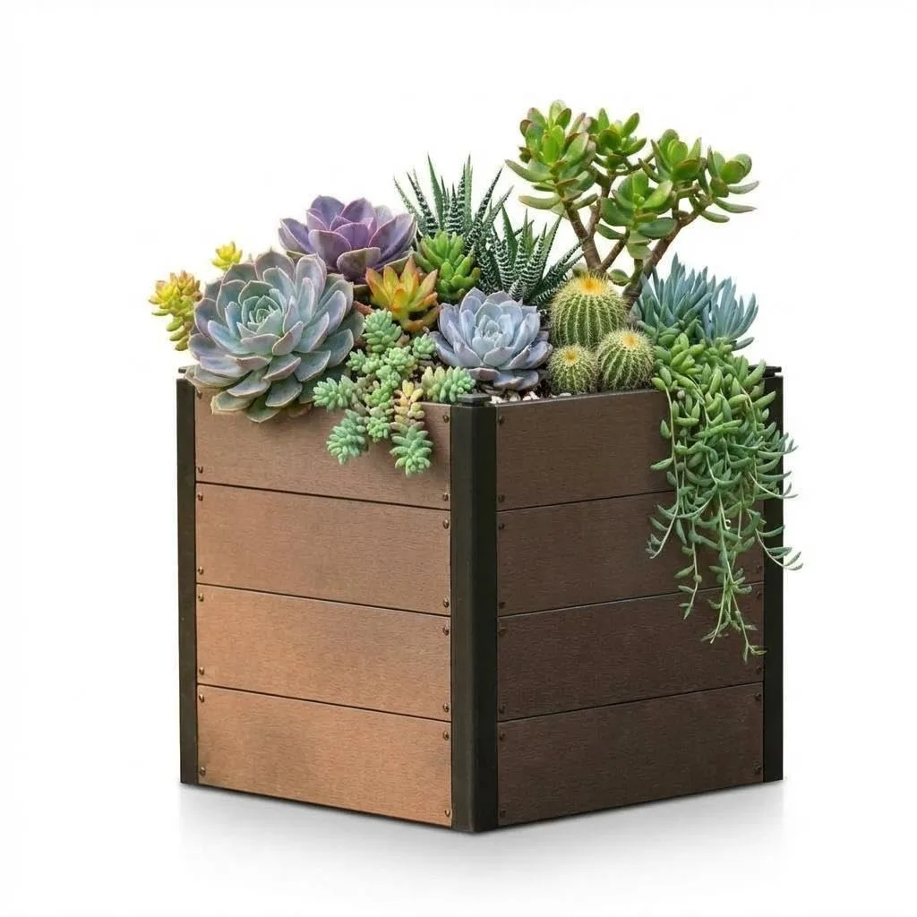 Holz Hochbeet 64x64x60 cm - Rechteckiger Outdoor Pflanzkasten mit Boden, Großes Erhöhtes Gartenbeet für Gemüse, Kräuter und Blumen, Ideal für Terrasse, Garten & Balkon