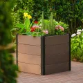 Holz Hochbeet 64x64x60 cm - Rechteckiger Outdoor Pflanzkasten mit Boden, Großes Erhöhtes Gartenbeet für Gemüse, Kräuter und Blumen, Ideal für Terrasse, Garten & Balkon - Thumbnail 4