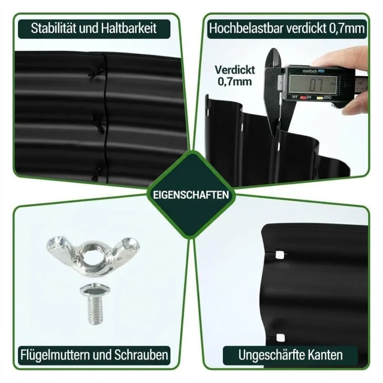 Rundes Hochbeet aus verzinktem Metall – rostfrei, abgerundete Kanten, offener Boden, stabile und leicht montierbare Pflanzwanne für Gemüse, Blumen & Kräuter – für Terrasse, Balkon & Rasen, 107x20cm – Bild 6