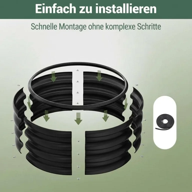 Rundes Hochbeet aus verzinktem Metall – rostfrei, abgerundete Kanten, offener Boden, stabile und leicht montierbare Pflanzwanne für Gemüse, Blumen & Kräuter – für Terrasse, Balkon & Rasen, 107x20cm – Bild 7