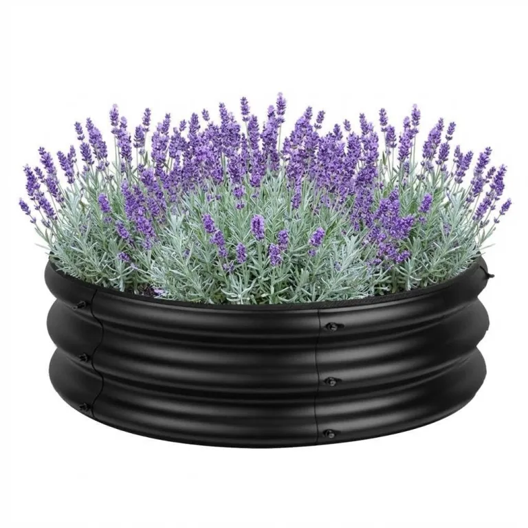 Rundes Hochbeet aus verzinktem Metall – rostfrei, abgerundete Kanten, offener Boden, stabile und leicht montierbare Pflanzwanne für Gemüse, Blumen & Kräuter – für Terrasse, Balkon & Rasen, 107x20cm – Bild 1