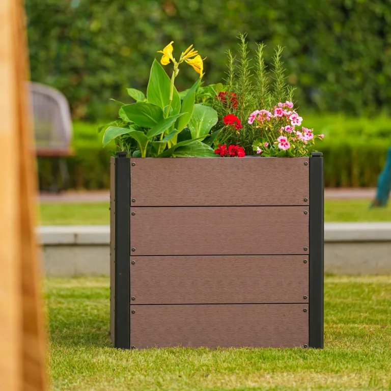 Holz Hochbeet 64x64x60 cm - Rechteckiger Outdoor Pflanzkasten ohne Boden, Großes Erhöhtes Gartenbeet für Gemüse, Kräuter und Blumen, Ideal für Terrasse, Garten & Balkon – Bild 2