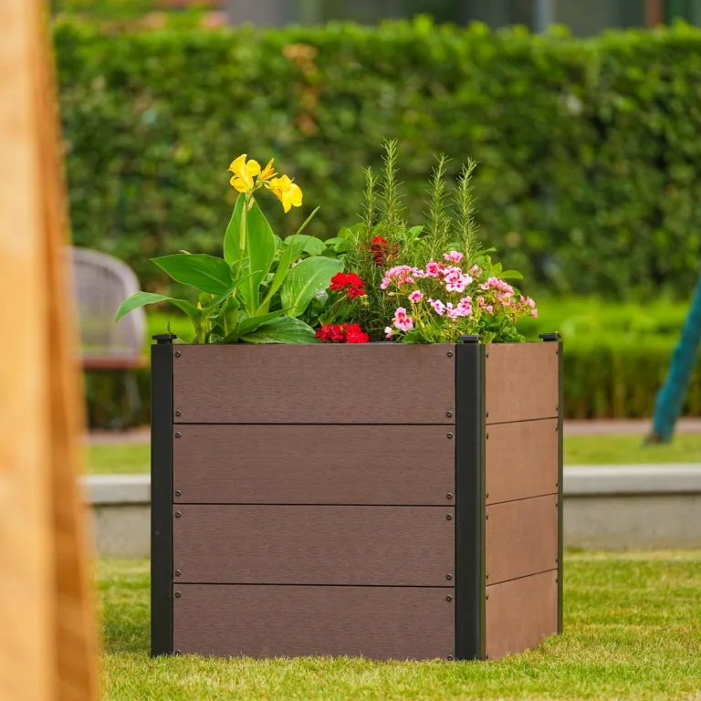 Holz Hochbeet 64x64x60 cm - Rechteckiger Outdoor Pflanzkasten ohne Boden, Großes Erhöhtes Gartenbeet für Gemüse, Kräuter und Blumen, Ideal für Terrasse, Garten & Balkon – Bild 3
