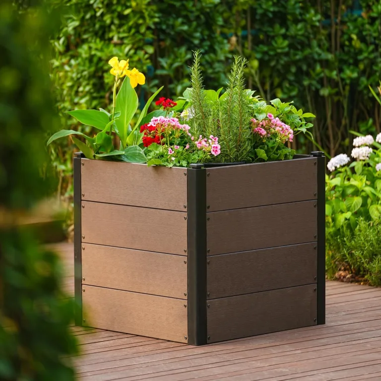 Holz Hochbeet 64x64x60 cm - Rechteckiger Outdoor Pflanzkasten ohne Boden, Großes Erhöhtes Gartenbeet für Gemüse, Kräuter und Blumen, Ideal für Terrasse, Garten & Balkon – Bild 7