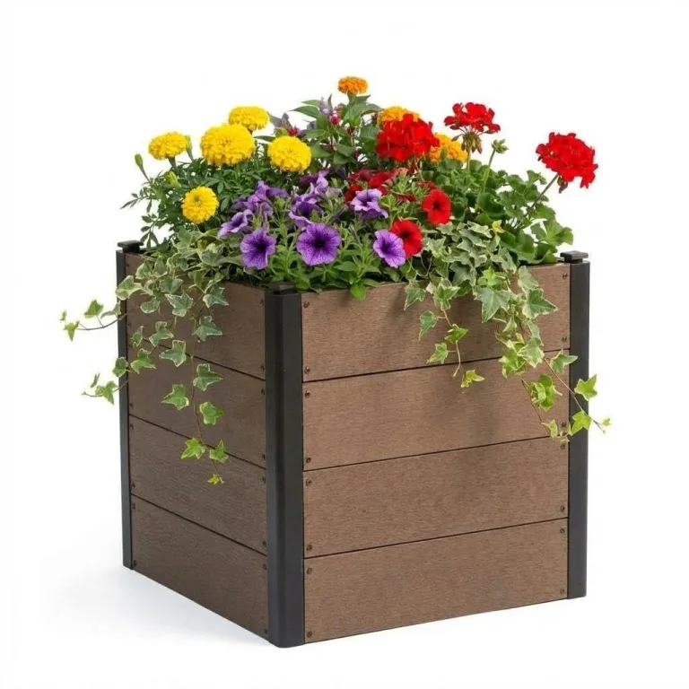 Holz Hochbeet 64x64x60 cm - Rechteckiger Outdoor Pflanzkasten ohne Boden, Großes Erhöhtes Gartenbeet für Gemüse, Kräuter und Blumen, Ideal für Terrasse, Garten & Balkon – Bild 1