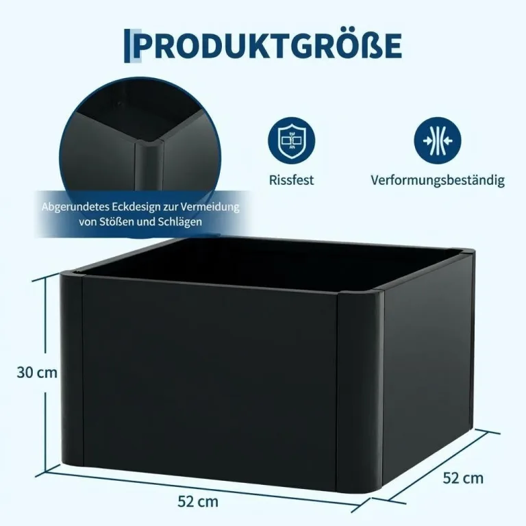 Großes rechteckiges Hochbeet aus Stahl – Robuster Pflanzkasten mit Boden für Garten, Terrasse & Balkon, langlebig & vielseitig für Gemüse, Blumen und Kräuter, 52x52x30cm – Bild 2