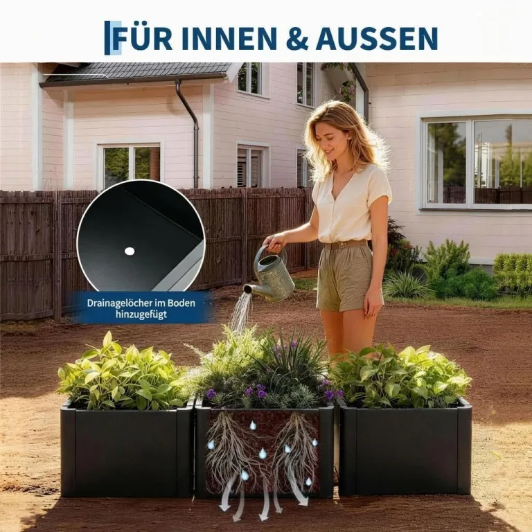Großes rechteckiges Hochbeet aus Stahl – Robuster Pflanzkasten mit Boden für Garten, Terrasse & Balkon, langlebig & vielseitig für Gemüse, Blumen und Kräuter, 52x52x30cm – Bild 6