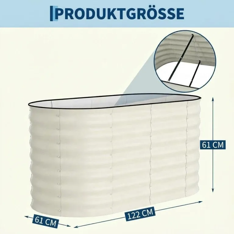 2er Set Verzinkte Stahl Hochbeete Mit Sicherheitskante 120x60x60cm – Robustes Metall Hochbeet für Gemüse Blumen – Rostbeständig, Ergonomische Höhe, Einfache Montage – Pflanzbeet Garten Outdoor, Beige – Bild 5