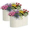 2er Set Verzinkte Stahl Hochbeete Mit Sicherheitskante 120x60x60cm – Robustes Metall Hochbeet für Gemüse Blumen – Rostbeständig, Ergonomische Höhe, Einfache Montage – Pflanzbeet Garten Outdoor, Beige - Thumbnail 1