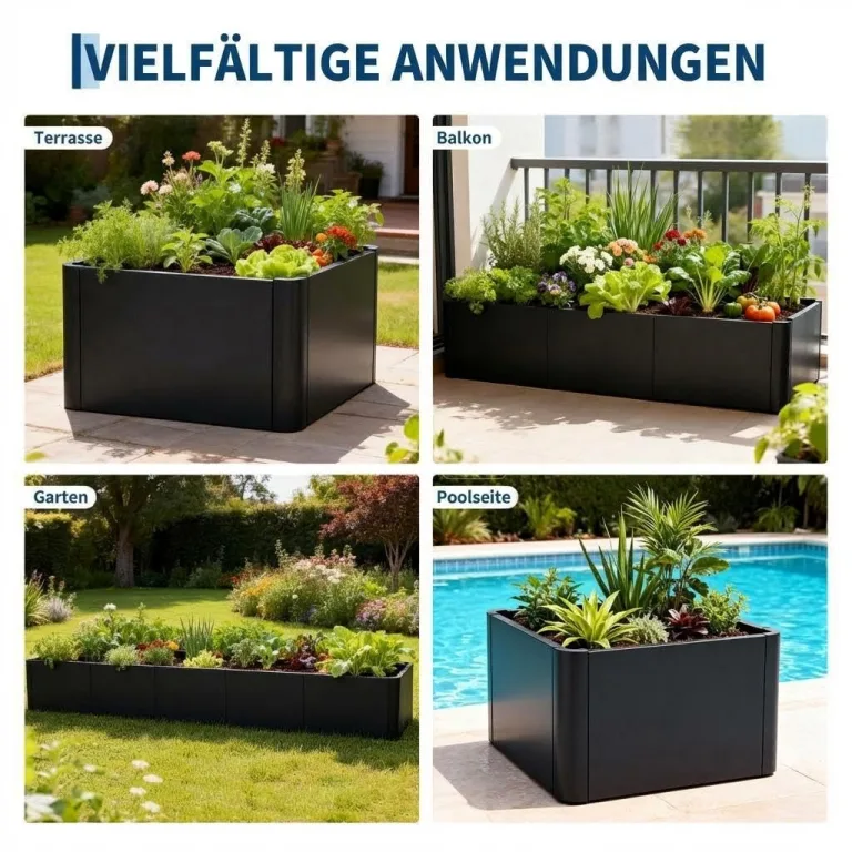 Großes rechteckiges Hochbeet aus Stahl – Robuster Pflanzkasten mit Boden für Garten, Terrasse & Balkon, langlebig & vielseitig für Gemüse, Blumen und Kräuter, 178x52x30cm – Bild 6