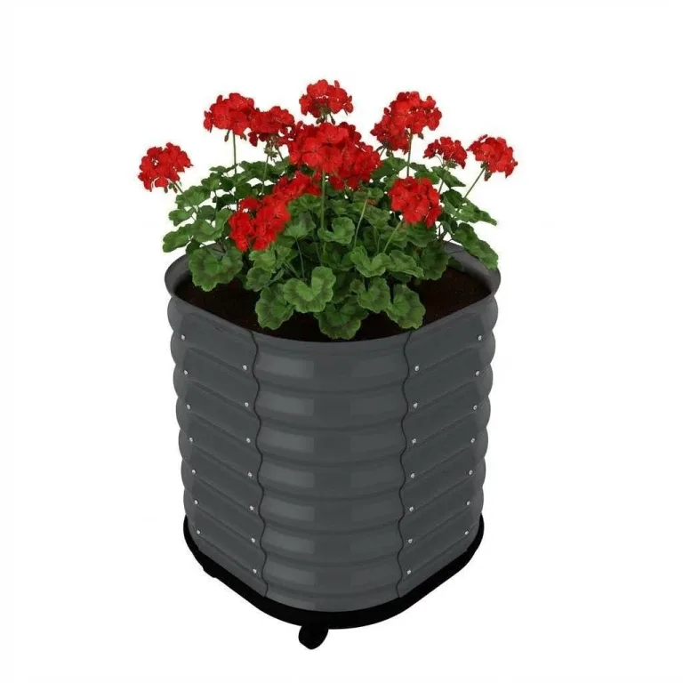 Verzinktes Hochbeet mit Rollen und Selbstbewässerungssystem, mobiler Pflanzkasten aus Metall mit Wasserreservoir für Balkon, Terrasse & Garten, ideal für Gemüse, Kräuter und Blumen, 60x60x70cm, Grau – Bild 1