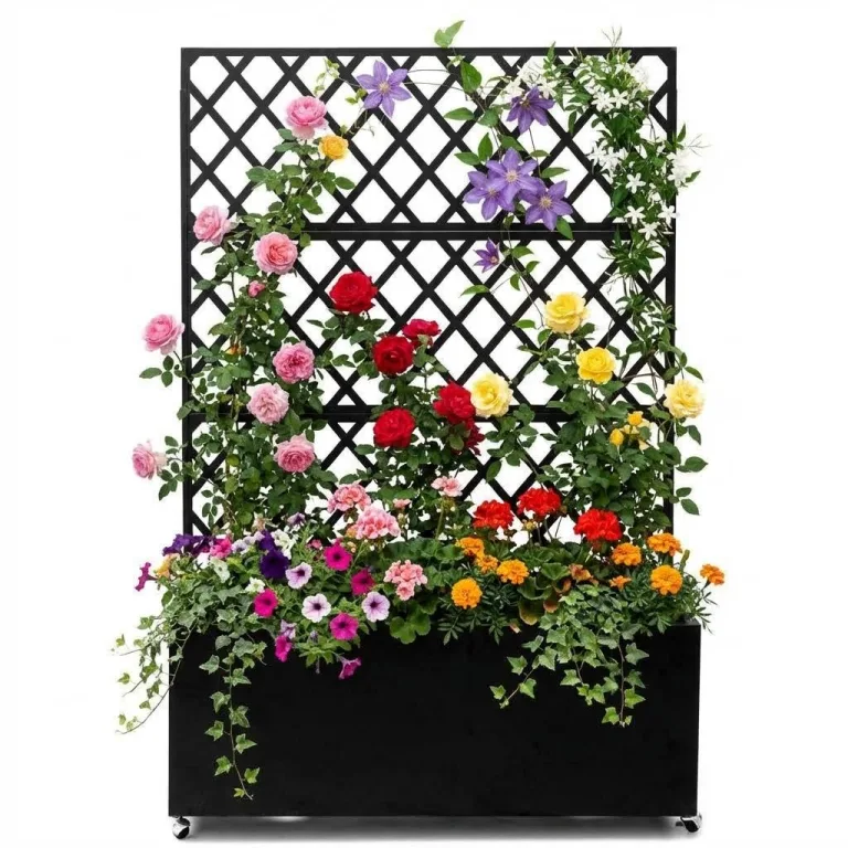 HDPE Hochbeet mit Beinen & Ablage, Holzoptik Pflanzkasten wetterfest, erhöhter Pflanzkübel mit Aluminiumrahmen, für Gemüse, Kräuter & Blumen, Balkon Terrasse Garten, 49x49x85cm – Bild 10