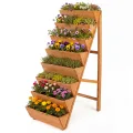 COSTWAY vertikales Hochbeet mit 8 Etagen, Blumenbeet aus Tannenholz, Vertikalbeet mit Pflanzkästen, Blumentreppe Gartenbeet Holz, Blumenkasten für Terrasse Balkon Garten (Natur) - Thumbnail 10