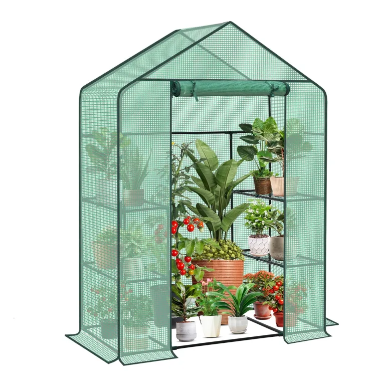 Sekey Gewächshaus 200x145x145 cm, Foliengewächshaus Stabil, Gewächshaus Balkon mit 10 Regalböden für optimales Pflanzenwachstum, Pflanzengrün, XXL – Bild 8