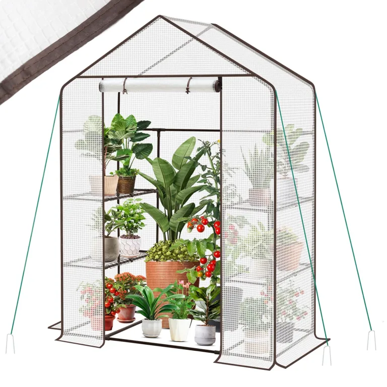 Sekey Gewächshaus 200x145x145 cm, Foliengewächshaus Stabil, Gewächshaus Balkon mit 10 Regalböden für optimales Pflanzenwachstum, Pflanzengrün, XXL – Bild 10