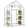 LEADZM Gewächshaus mit UV-beständiger PE-Gitterfolie，4 Metallablagegittern, Sturm-Winterfest, Schutz vor Kälte,Frost, Anzucht für Tomaten & Pflanzen, Balkon Garten (Grün, 69 x 48 x 157 cm) - Thumbnail 10
