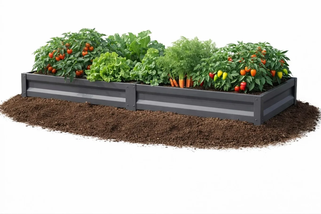 Botanic Hochbeet Metall 200x100x20 cm, verzinkter Stahl, wetterfest & rostfrei, Metallhochbeet Anthrazit mit Bodenankern, stabiles Gartenbeet für Gemüse, Kräuter und Blumen - Bild 1