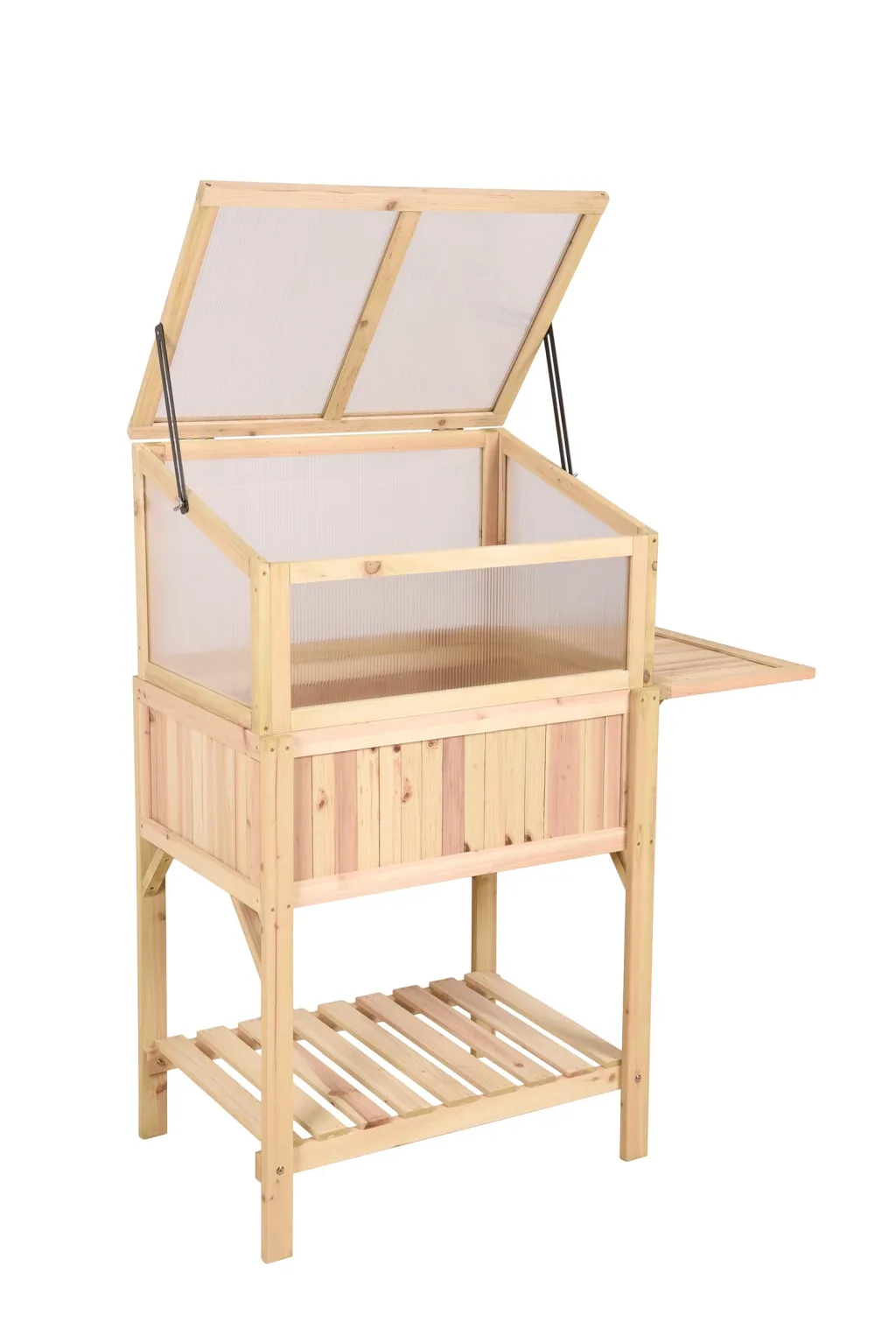 Hochbeet PULI Braun Tanne | Gewächshaus Holz-Hochbeet für Garten Anbaubeet Gemüsebeet Kräuterbeet
