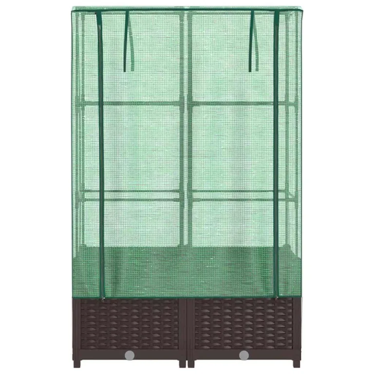 Hochbeet mit Gewächshaus Aufsatz 80x40x138 cm Rattan Optik Frühbeet für Tomaten Gemüse Kräuter, Stabiles PP Beet mit Eisenrahmen & Wasserdichter Abdeckung für Garten Balkon Terrasse – Bild 4
